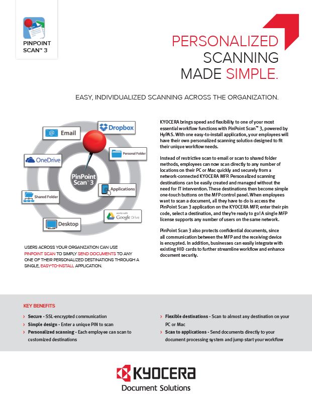 Kyocera, Software, Capture, Distribution, Pinpoint Scan 3, Document Solutions Unlimited